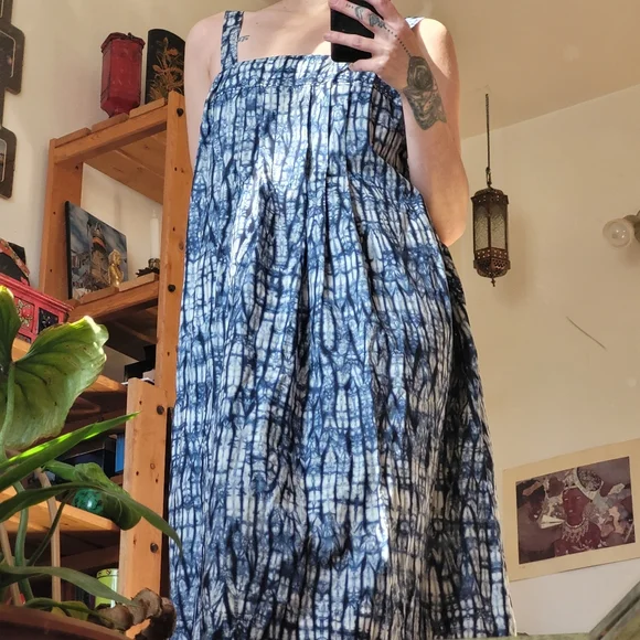 Weekend Max Mara Blue/White Tie-dye Maxi Dress - Size 12 - Picture 3 of 8
